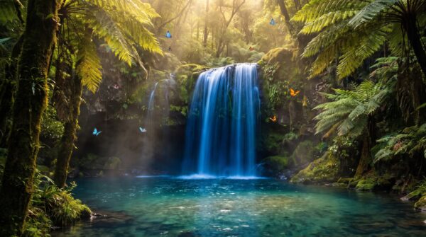 Sapphire Waterfall Basin Wallpaper
